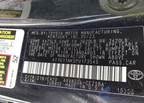 2023 Toyota Camry Se из США, поврежденный, VIN 4T1G11AK5PU173545